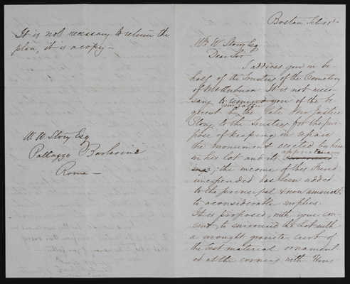 1863-02-01 Improvements to Story Lot: Letter from Curtis to W.W. Story, 2021.015.002